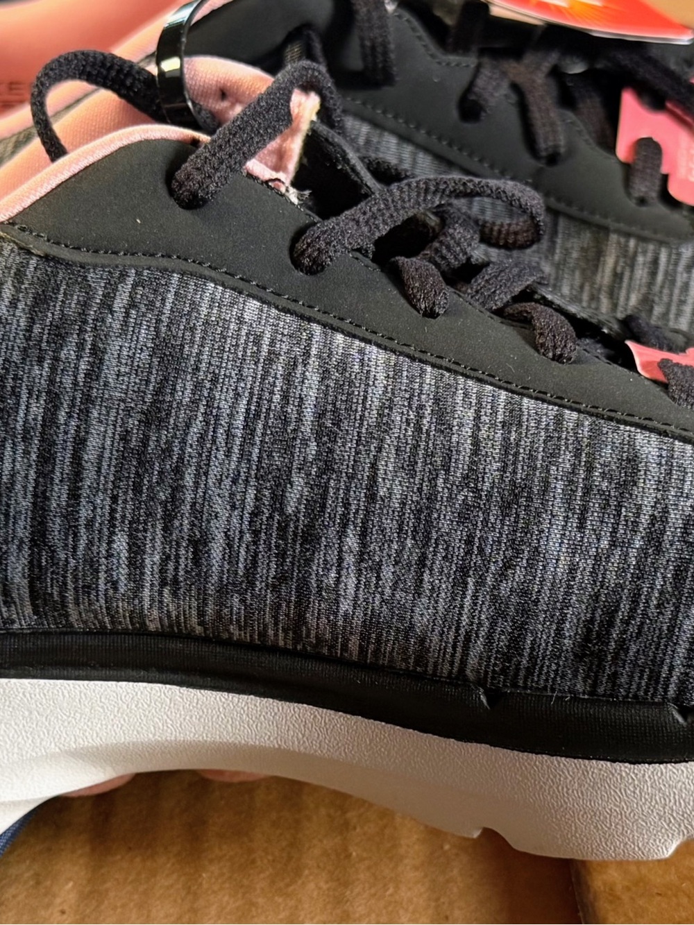 Skechers Black and Pink Lightweight Knit Sneakers
